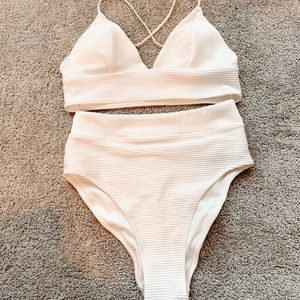 H&M High Waisted & Criss across Top Ribbed Bikini